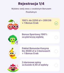 Wybierz bonus powitalny
