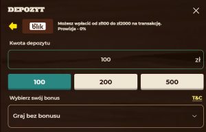 Wybierz bonus i dokonaj wpłaty